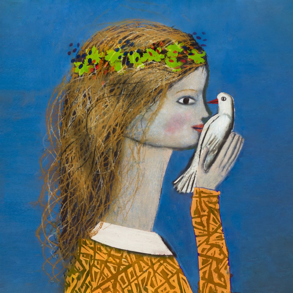 Girl with dove - Martha Salnik, 11 years old, Aza Nizi Maza, art direction by Mykola Kolomiyets